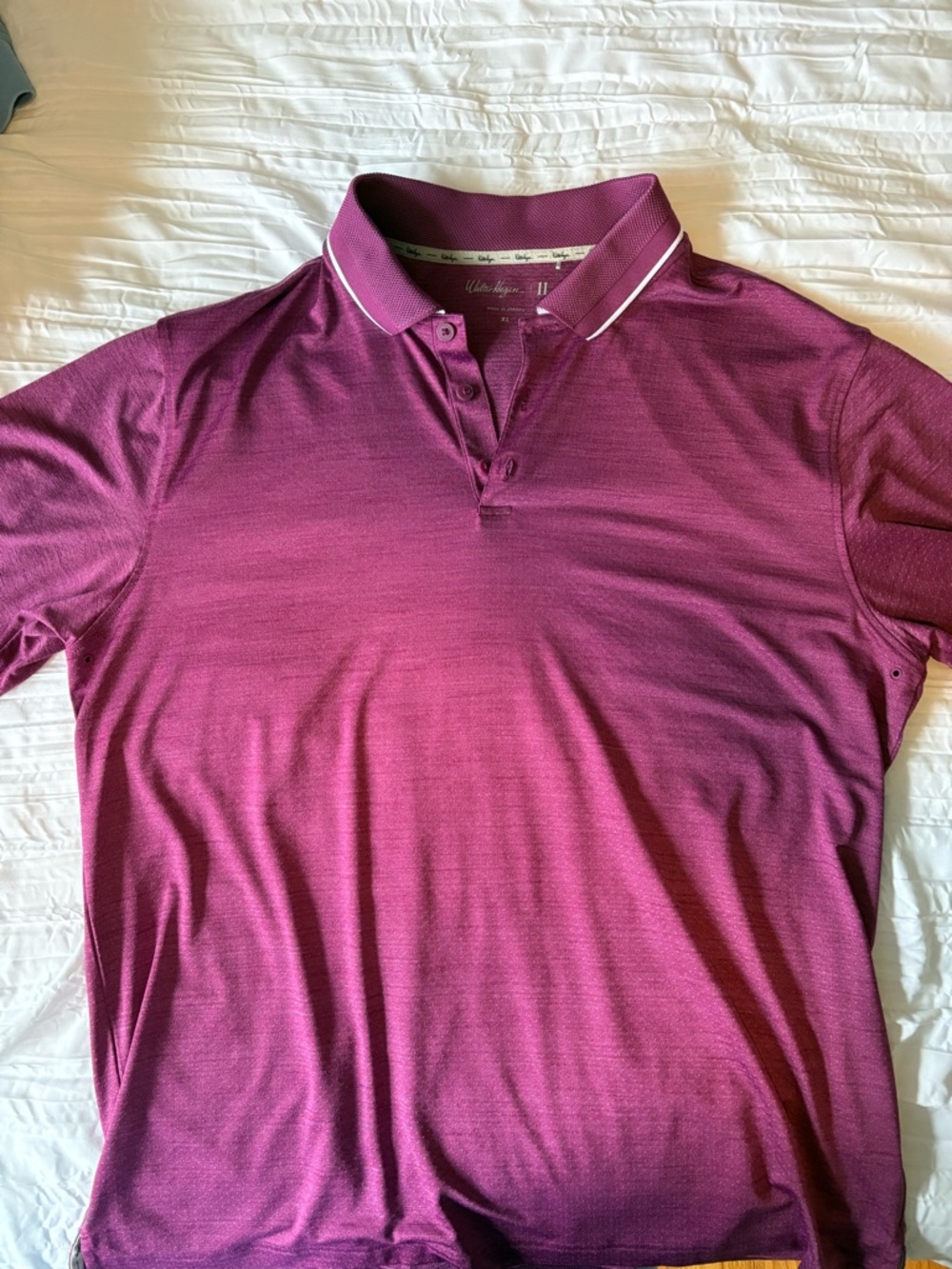 Walter Hagen Men's Polo in Plum with White Collar Piping